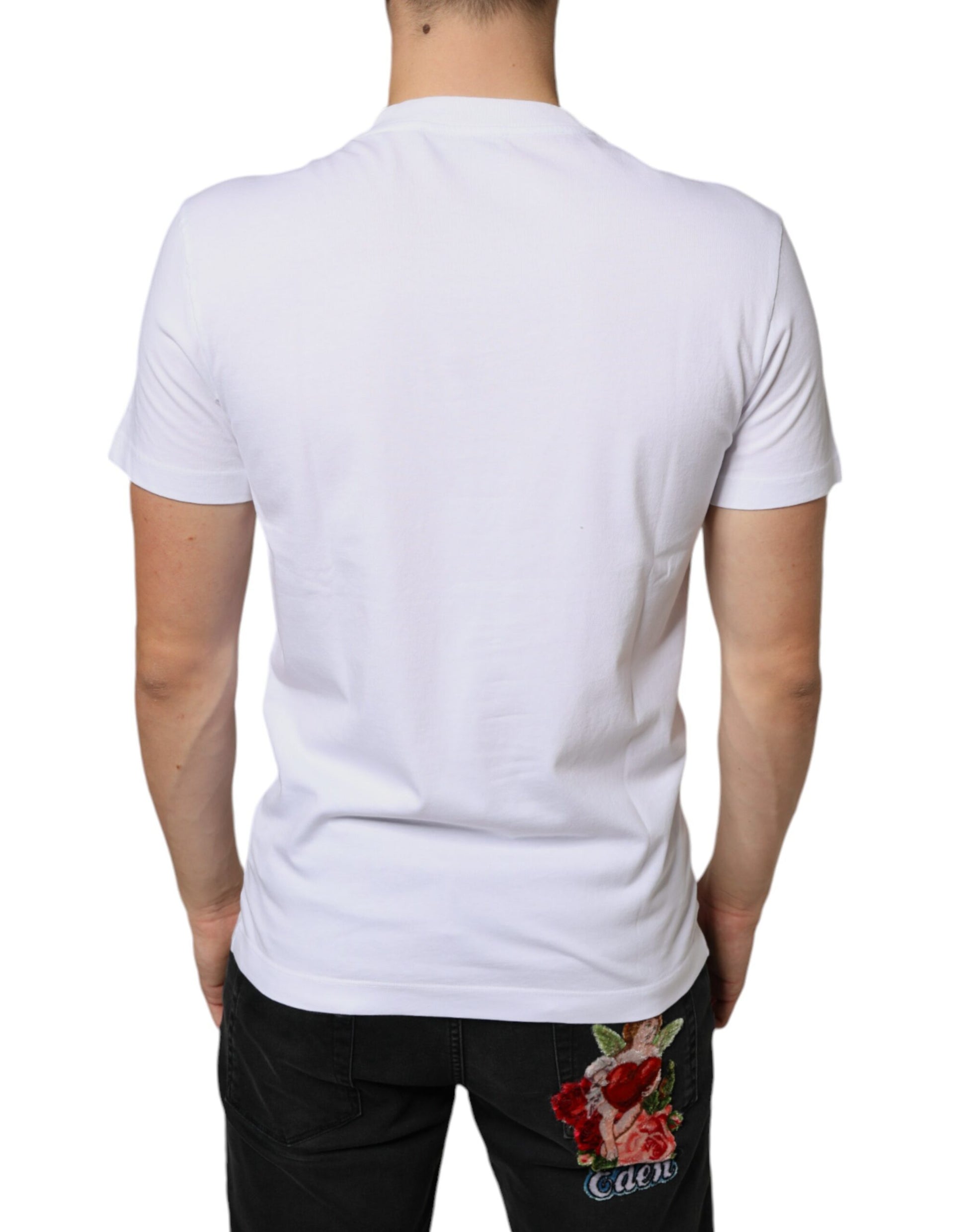 Dolce & Gabbana White Cotton DG Applique Casual T-shirt Dolce & Gabbana