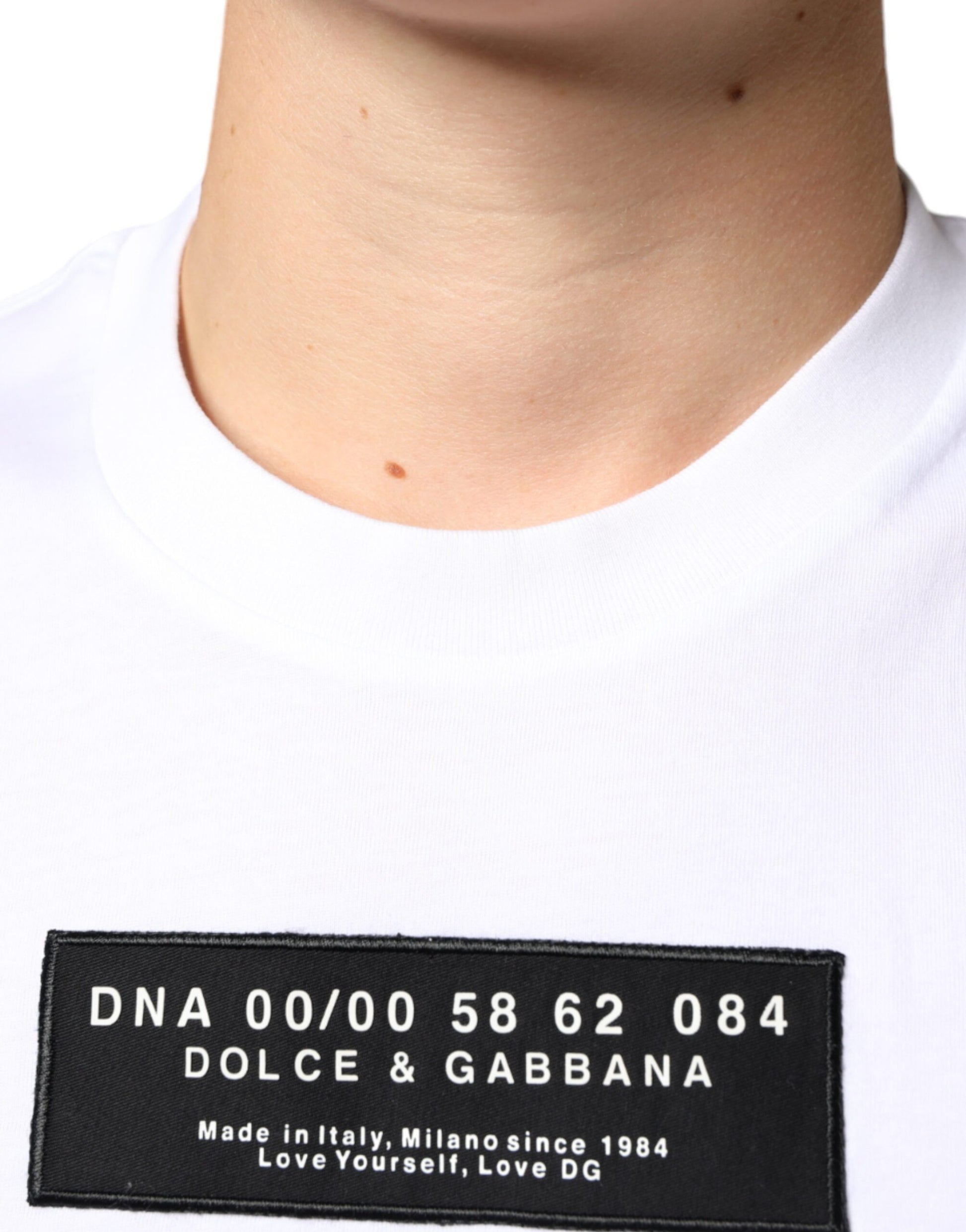 Dolce & Gabbana White Cotton DG Applique Casual T-shirt Dolce & Gabbana