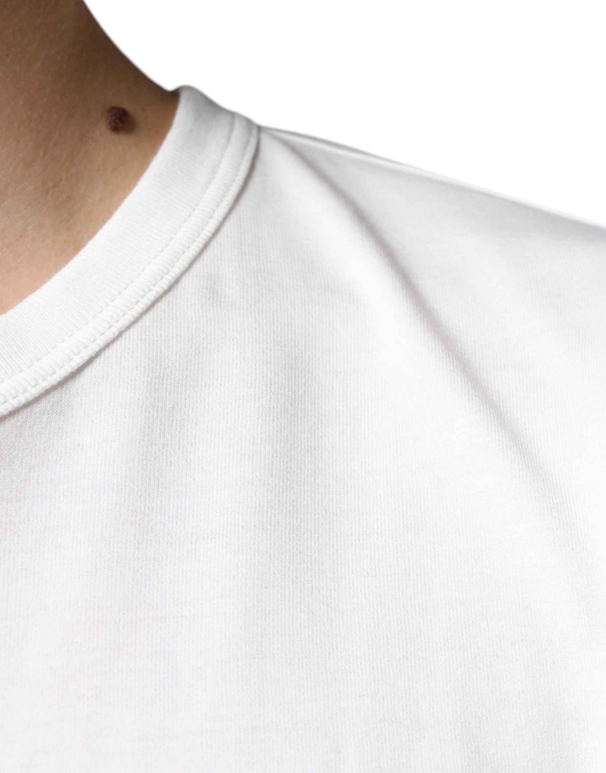 Dolce & Gabbana White Logo Embossed Cotton Crewneck T-shirt Dolce & Gabbana