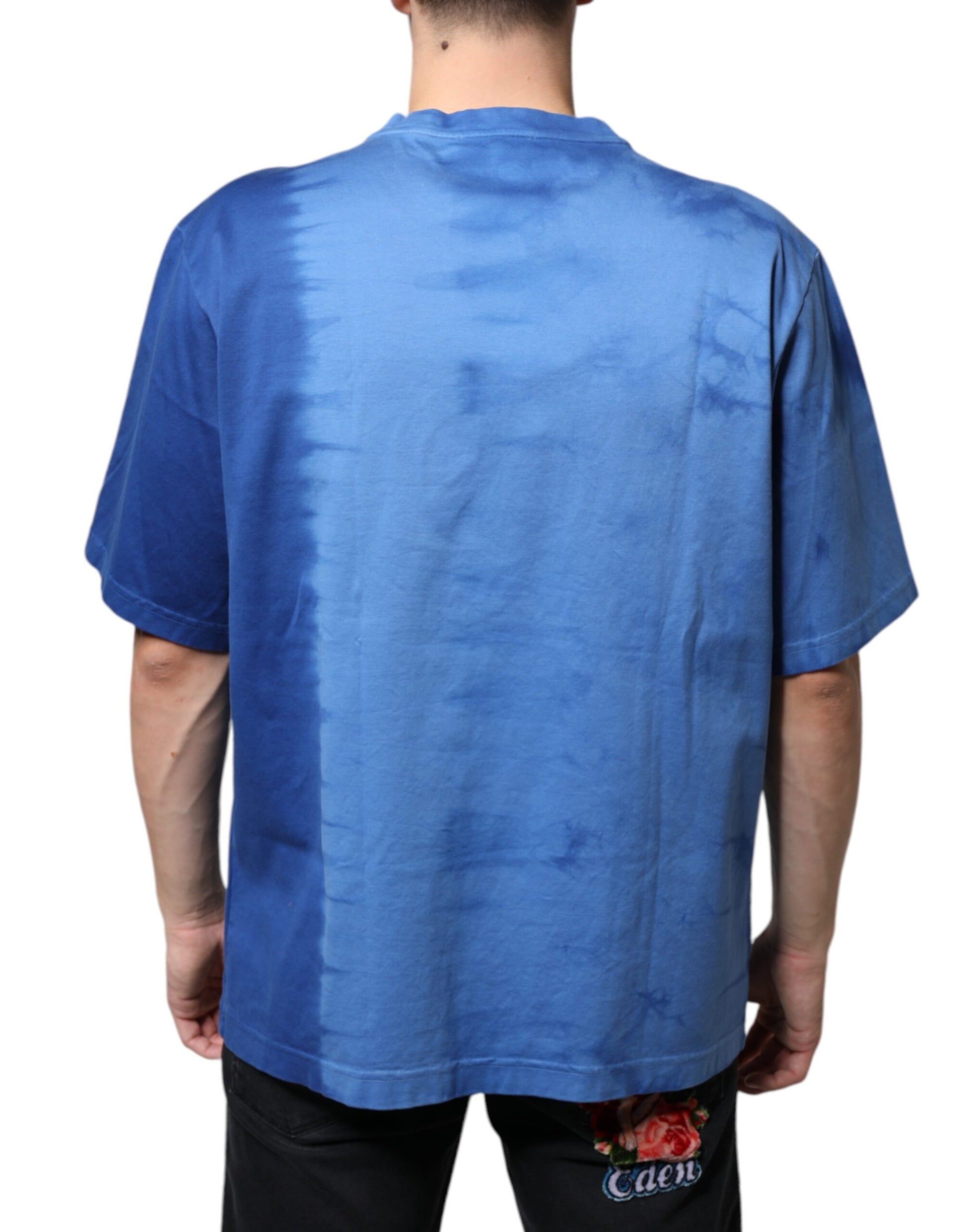 Dolce & Gabbana Blue Tie-Dye Peace Sign Cotton T-shirt Dolce & Gabbana