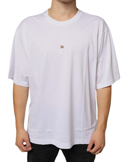 Dolce & Gabbana White Metal DG Logo Cotton Short Sleeves T-shirt Dolce & Gabbana