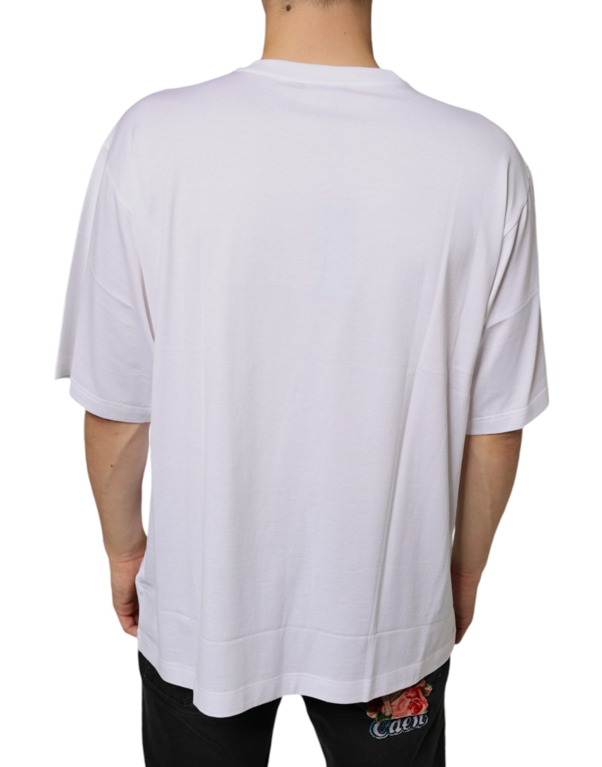 Dolce & Gabbana White Metal DG Logo Cotton Short Sleeves T-shirt Dolce & Gabbana