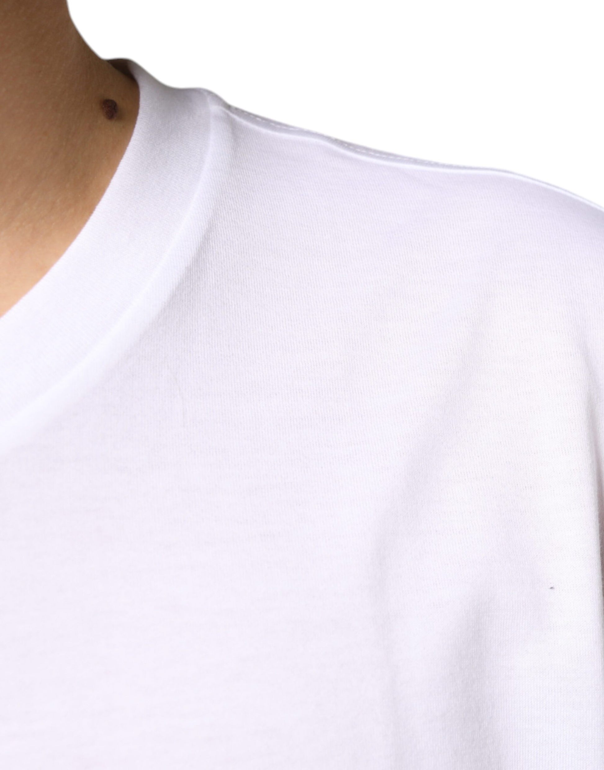 Dolce & Gabbana White Metal DG Logo Cotton Short Sleeves T-shirt Dolce & Gabbana