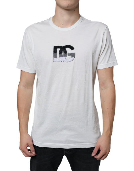 Dolce & Gabbana White Cotton DG Logo Print T-shirt Dolce & Gabbana