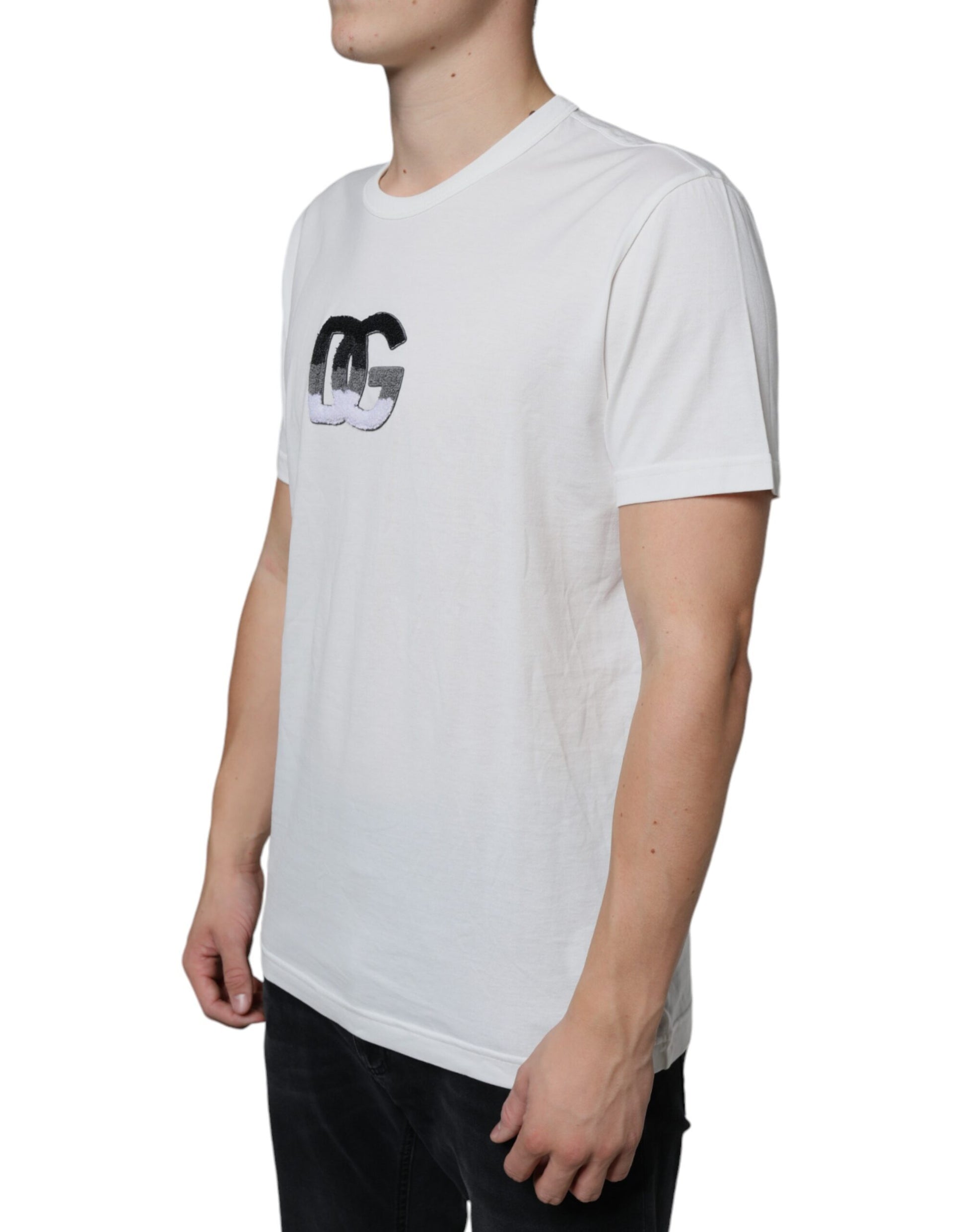 Dolce & Gabbana White Cotton DG Logo Print T-shirt Dolce & Gabbana