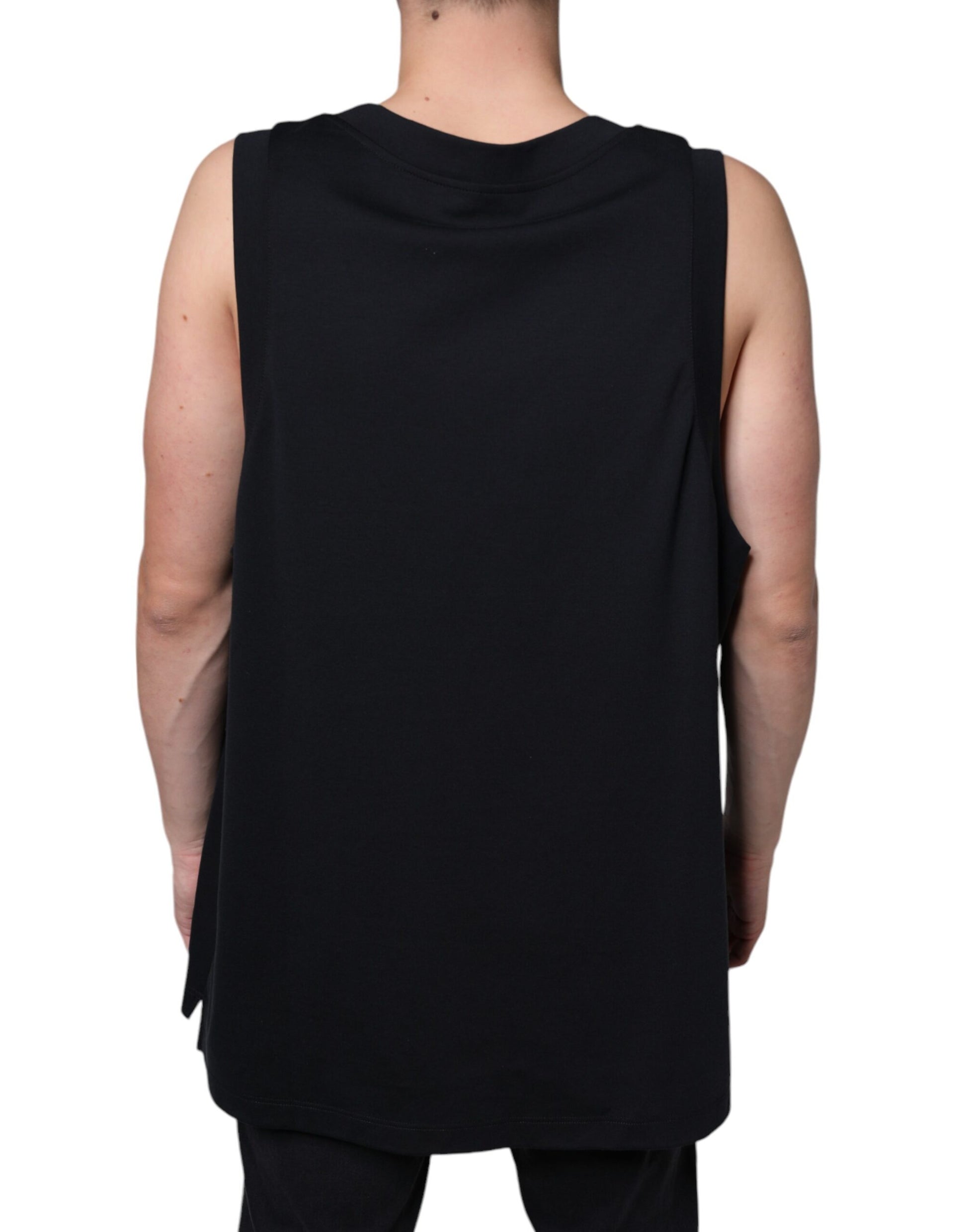 Dolce & Gabbana Black Cotton Born To Be Free Sleeveless T-shirt Dolce & Gabbana