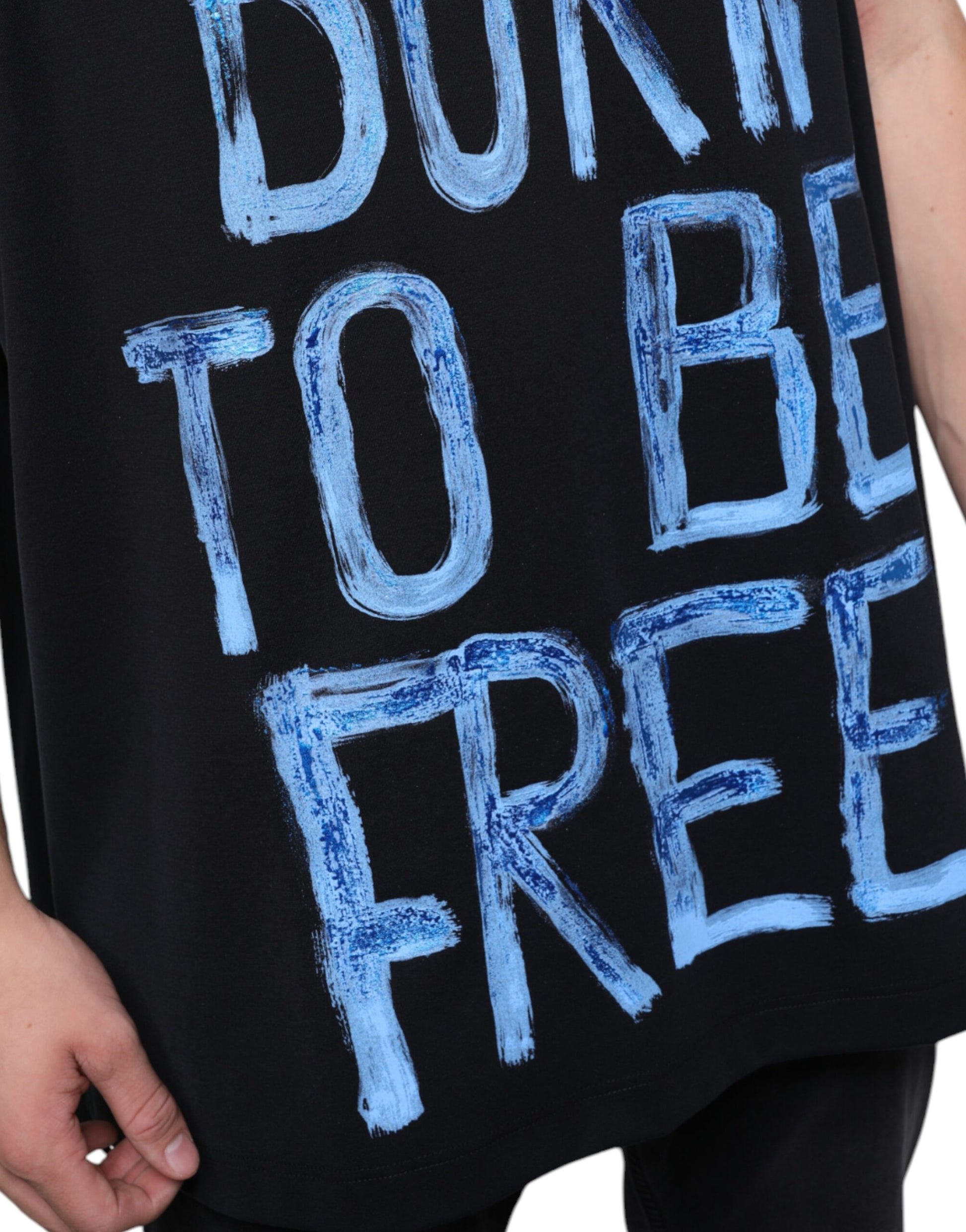 Dolce & Gabbana Black Cotton Born To Be Free Sleeveless T-shirt Dolce & Gabbana