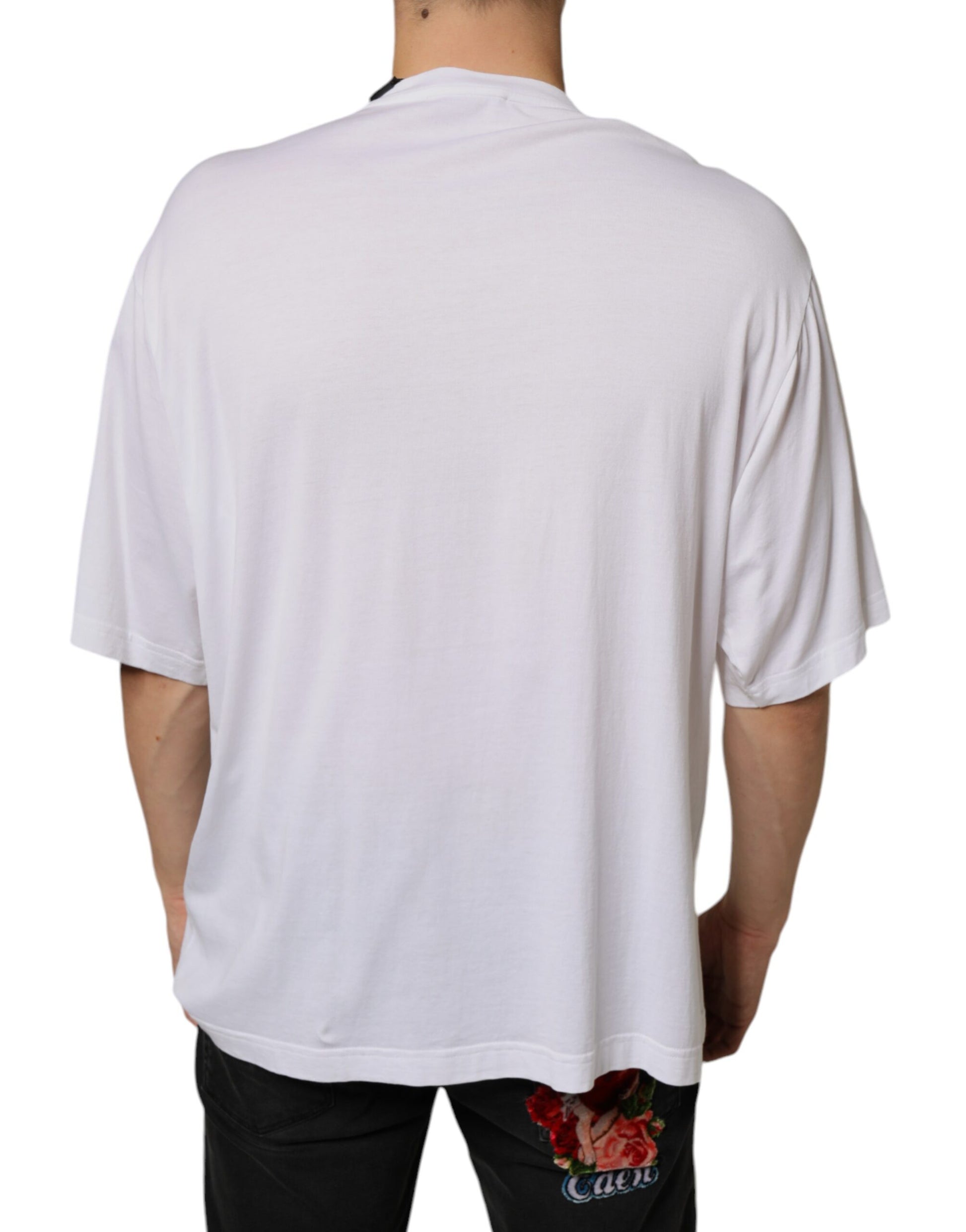 Dolce & Gabbana White Cotton Necklace Embellished T-shirt Dolce & Gabbana
