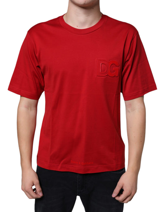 Dolce & Gabbana Red Cotton DG Logo Print Crew Neck T-shirt Dolce & Gabbana