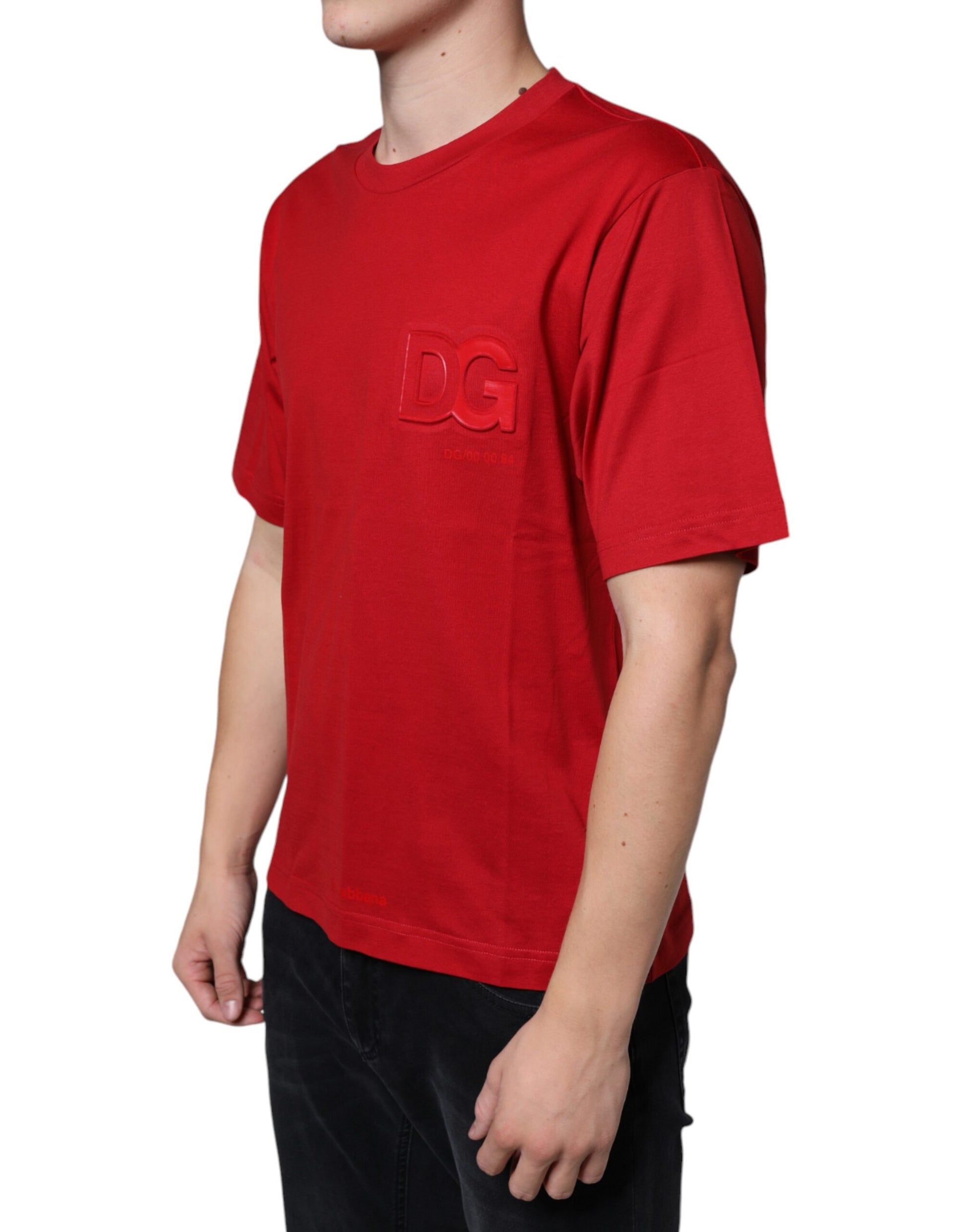 Dolce & Gabbana Red Cotton DG Logo Print Crew Neck T-shirt Dolce & Gabbana