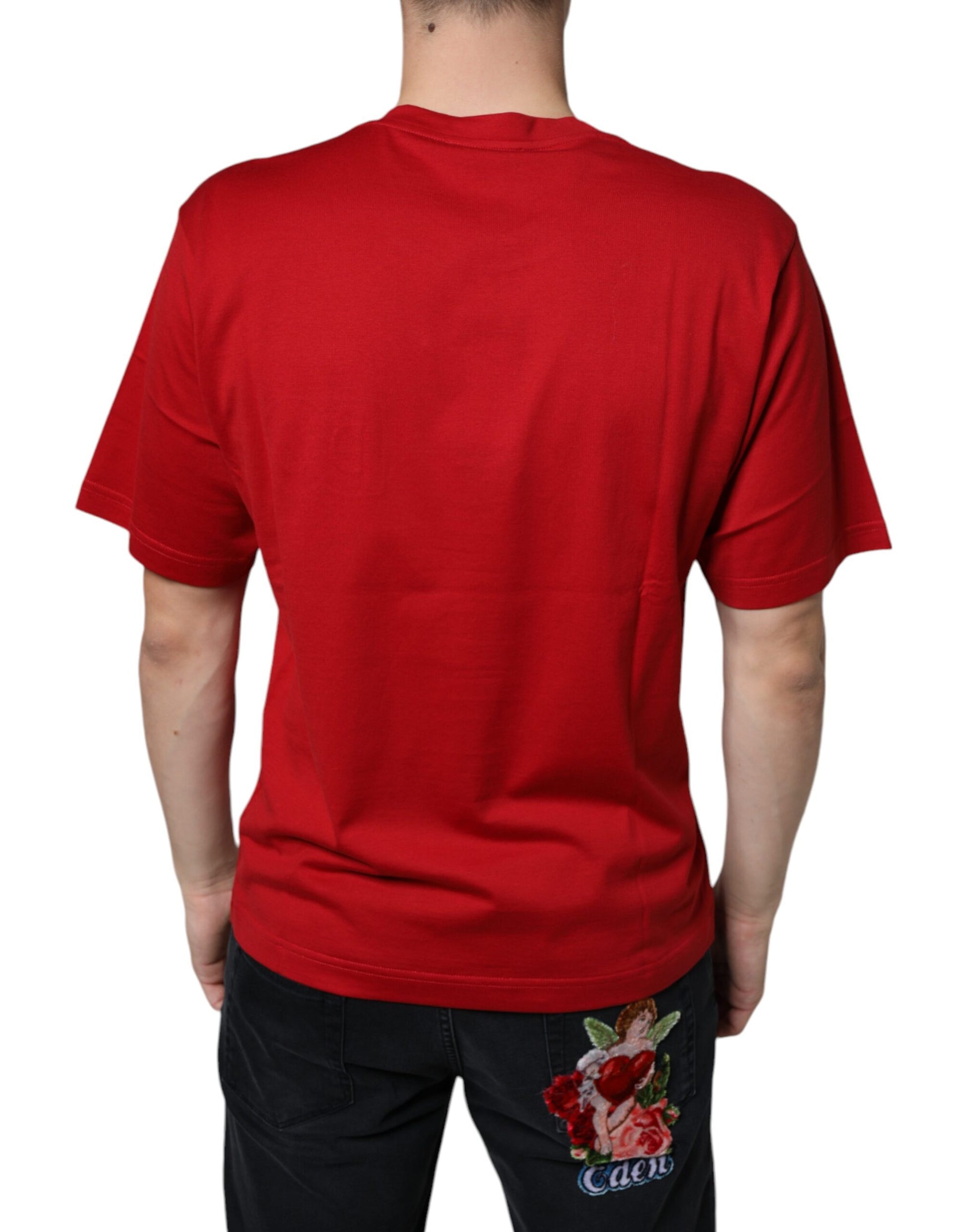 Dolce & Gabbana Red Cotton DG Logo Print Crew Neck T-shirt Dolce & Gabbana