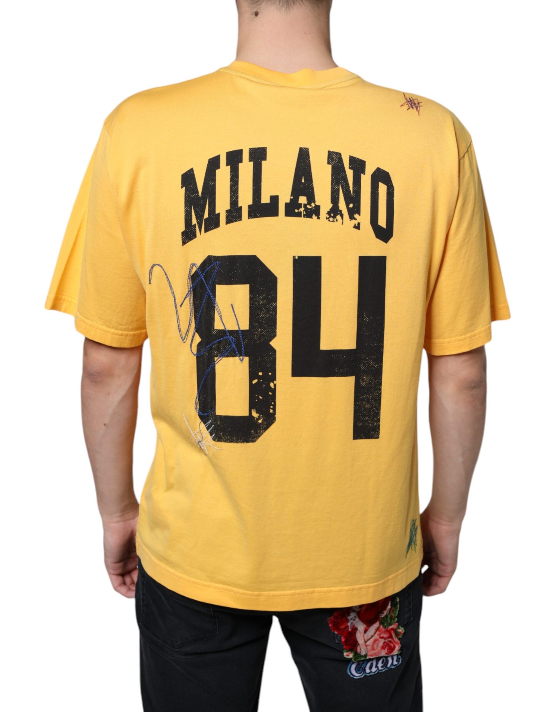 Dolce & Gabbana Yellow Secret Graden Floral Cotton Crew Neck T-shirt Dolce & Gabbana