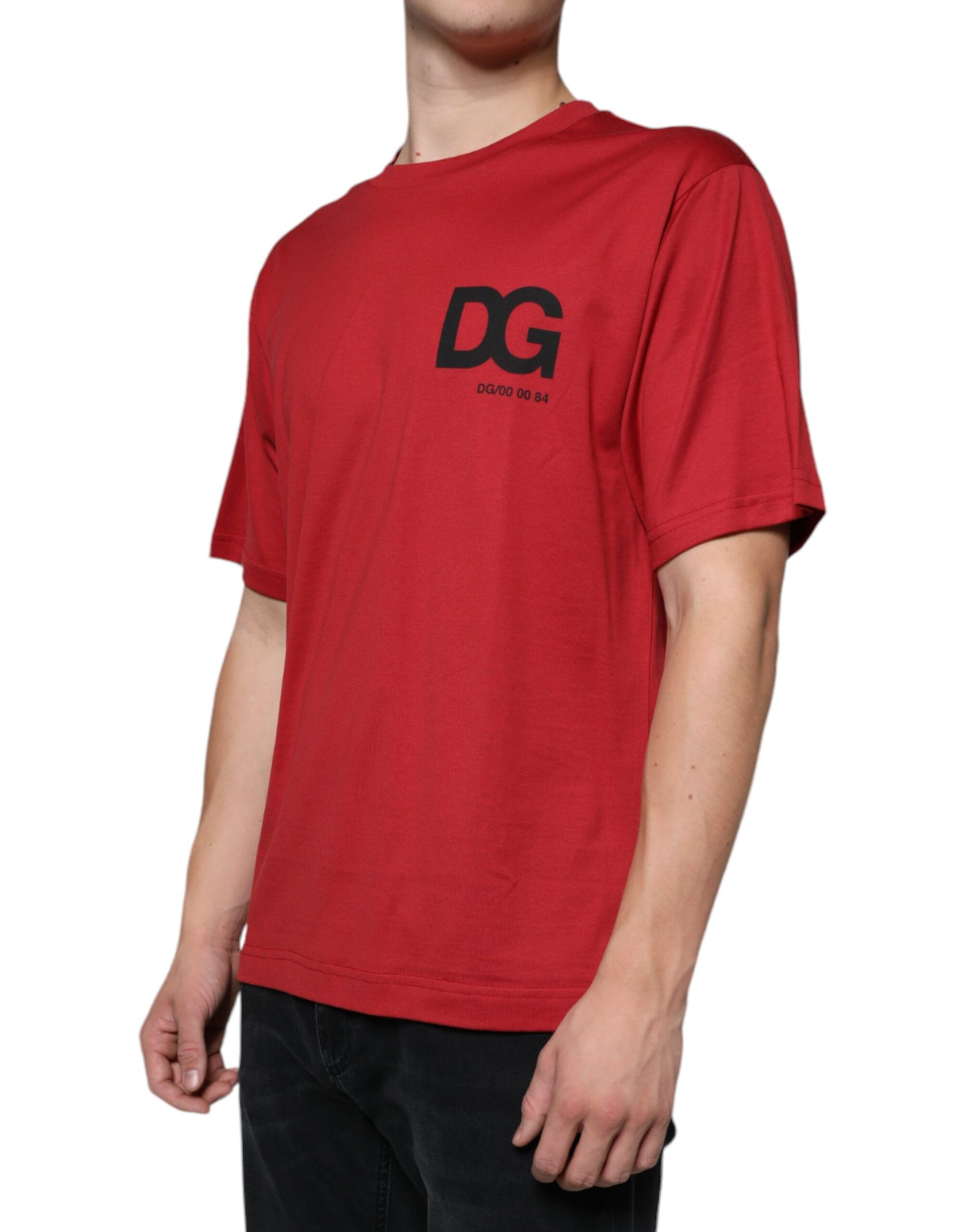 Dolce & Gabbana Red Cotton DG Logo Print Crew Neck T-shirt Dolce & Gabbana