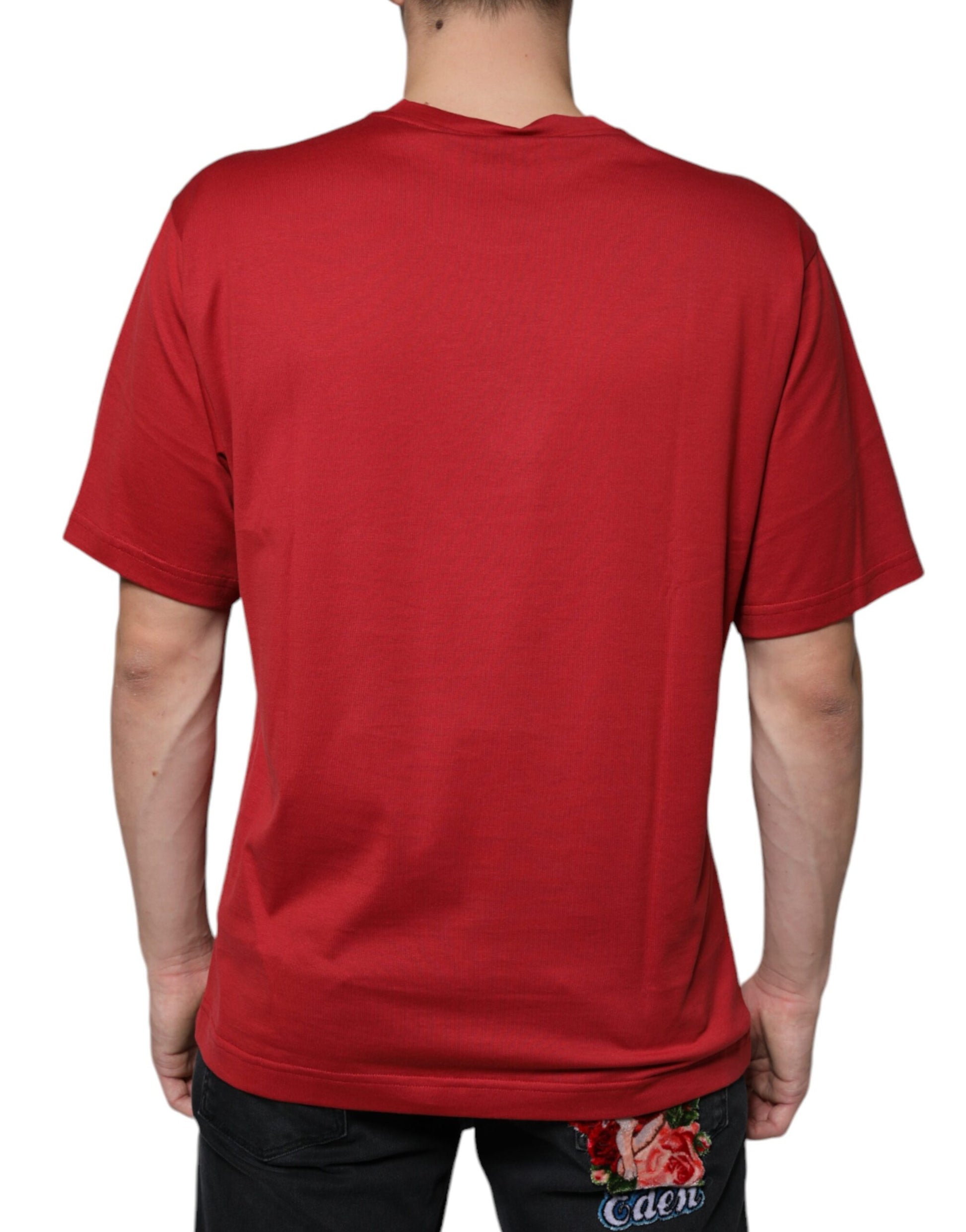 Dolce & Gabbana Red Cotton DG Logo Print Crew Neck T-shirt Dolce & Gabbana