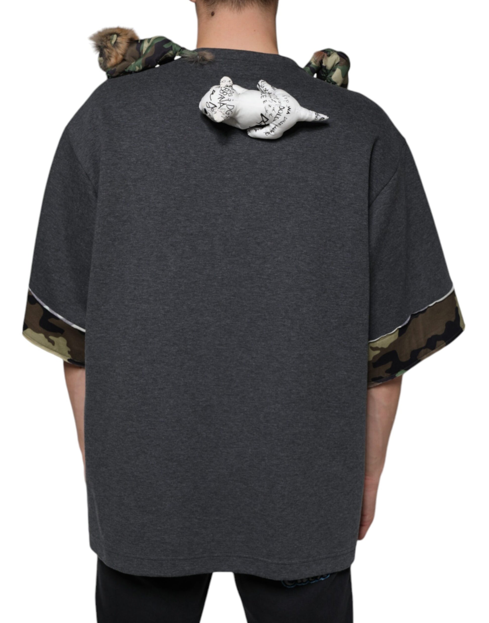 Dolce & Gabbana Gray Camouflage Animal Stuff Cotton T-shirt Dolce & Gabbana