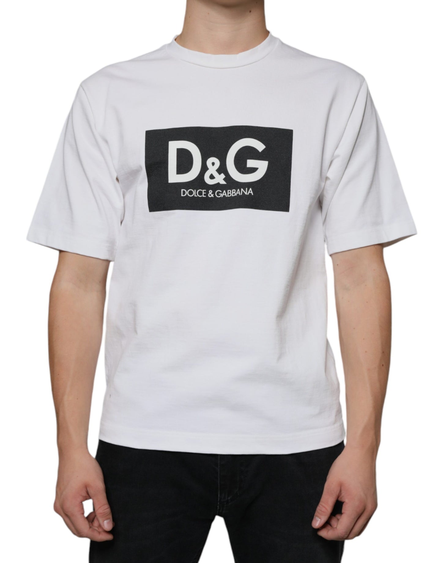 Dolce & Gabbana White Cotton DG Logo Print Casual T-shirt Dolce & Gabbana