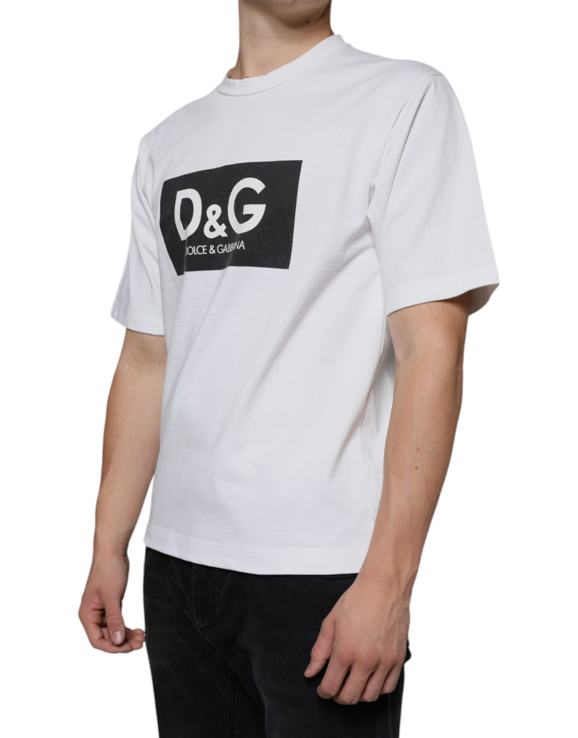 Dolce & Gabbana White Cotton DG Logo Print Casual T-shirt Dolce & Gabbana