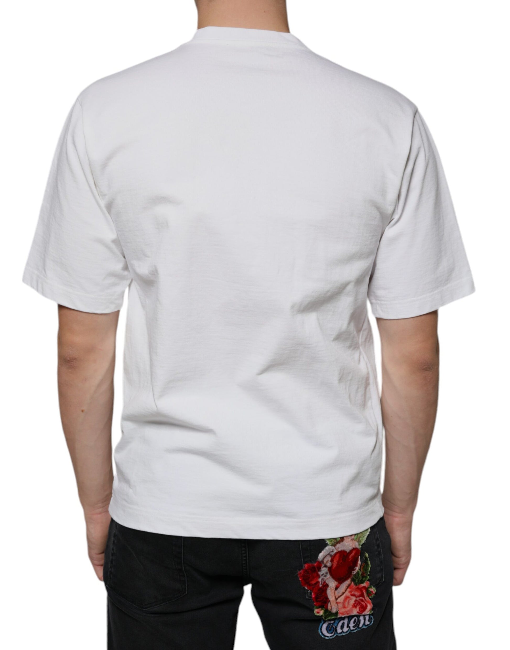 Dolce & Gabbana White Cotton DG Logo Print Casual T-shirt Dolce & Gabbana
