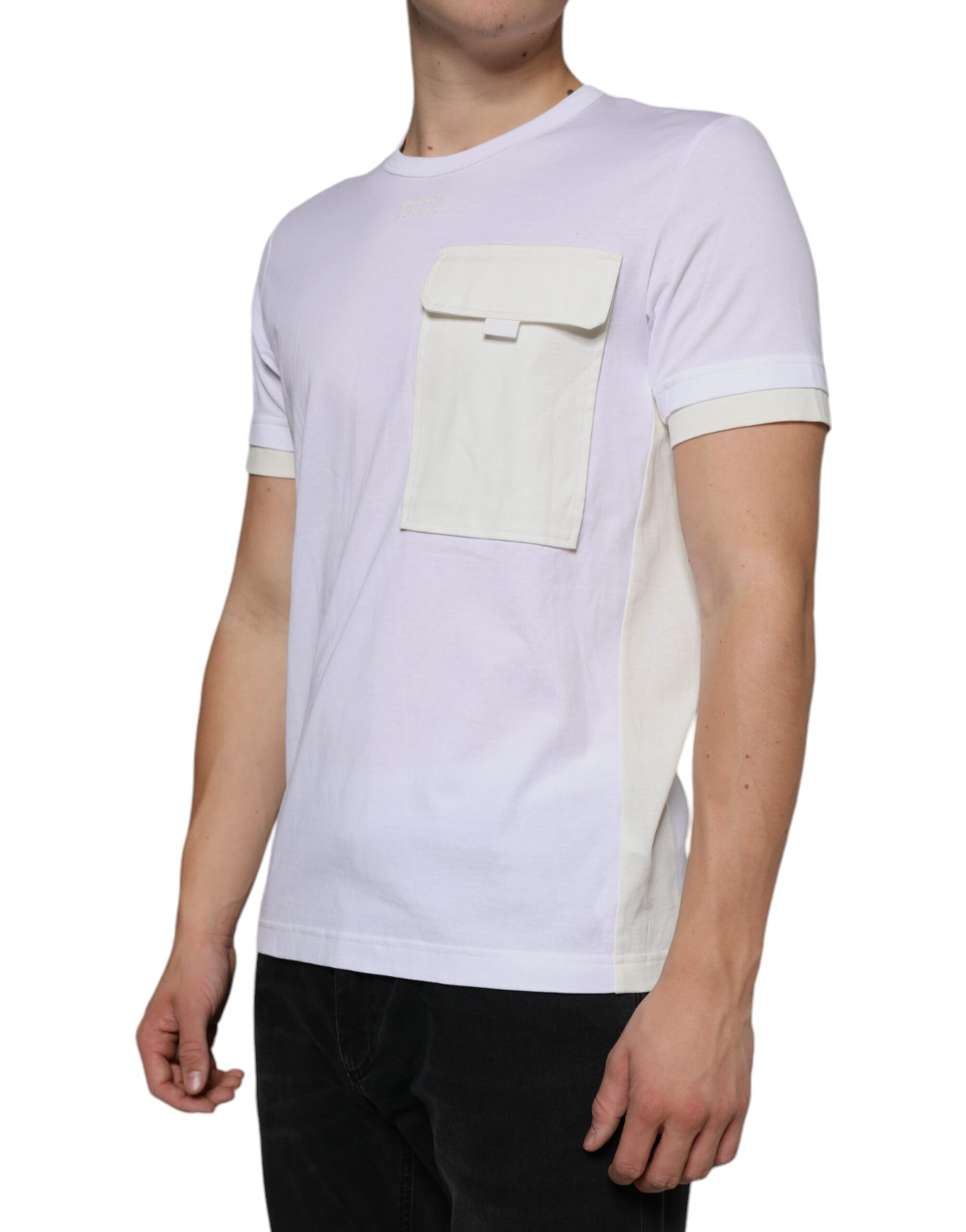 Dolce & Gabbana White Cotton Pocket Short Sleeves T-shirt Dolce & Gabbana