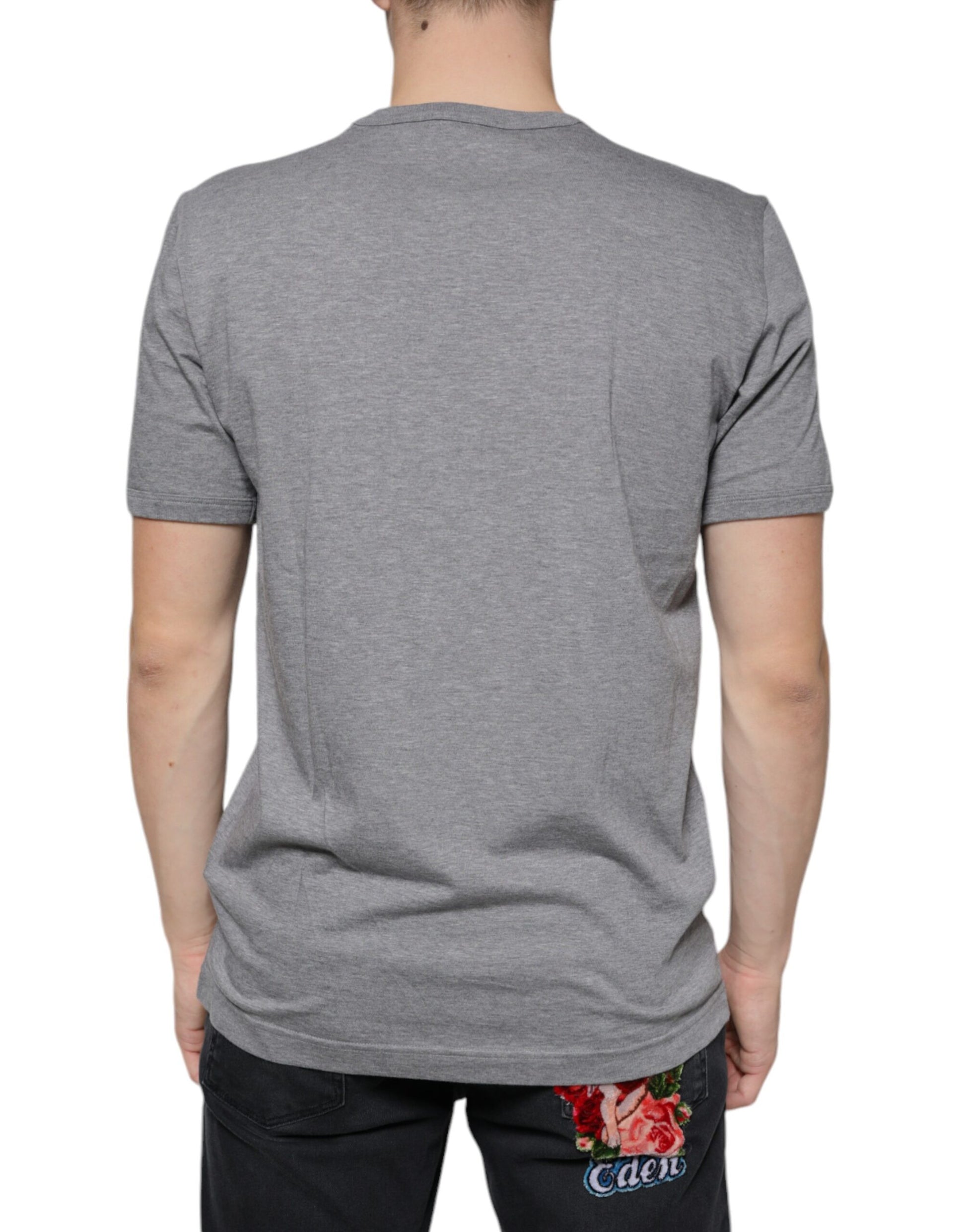 Dolce & Gabbana Gray Cotton #DGFamily Short Sleeves T-shirt Dolce & Gabbana