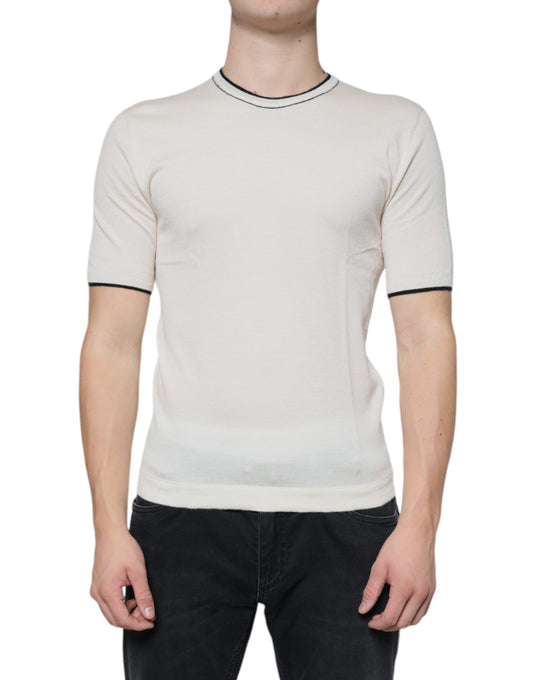Dolce & Gabbana Off White Cashmere Short Sleeves T-shirt Dolce & Gabbana