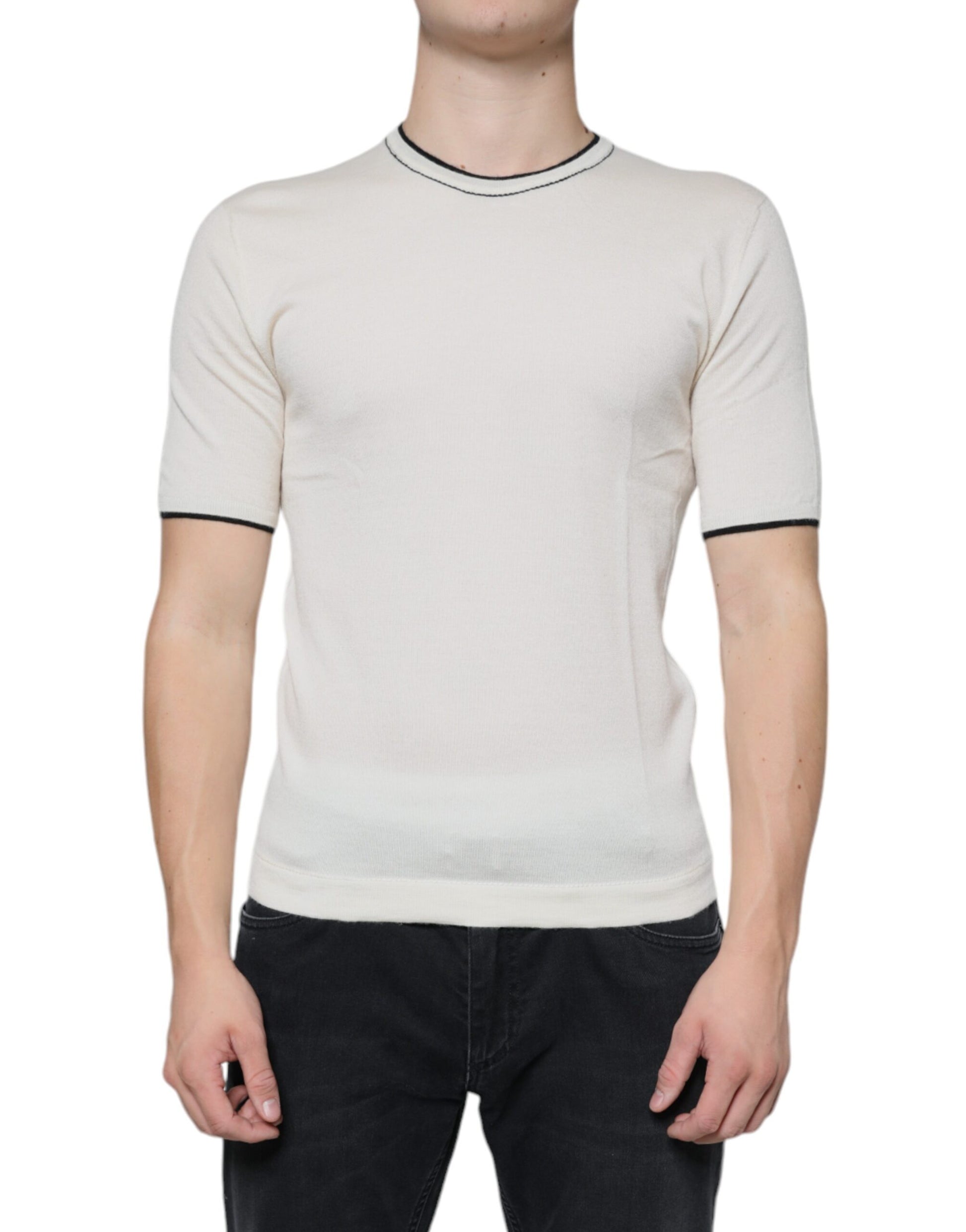 Dolce & Gabbana Off White Cashmere Short Sleeves T-shirt Dolce & Gabbana