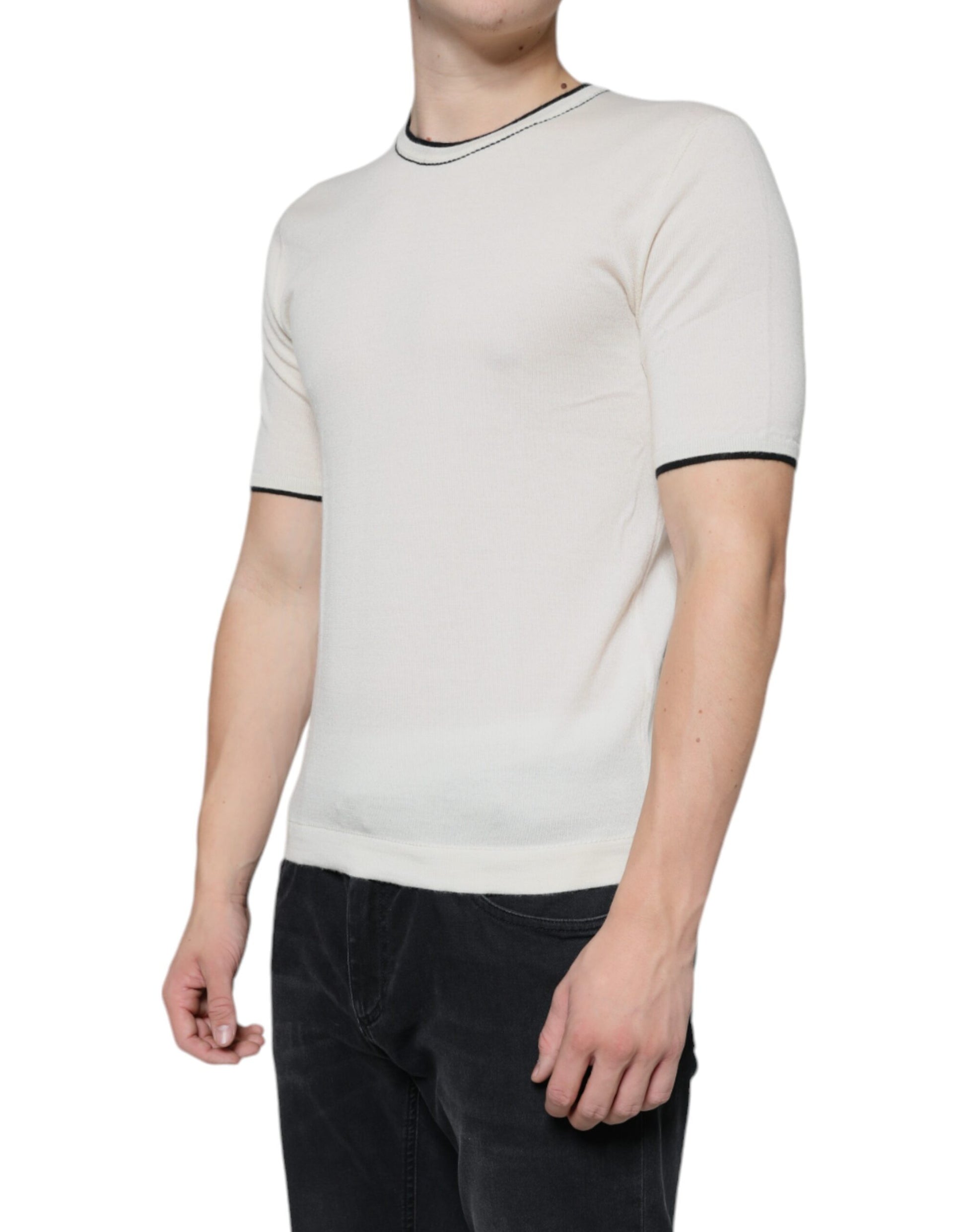 Dolce & Gabbana Off White Cashmere Short Sleeves T-shirt Dolce & Gabbana
