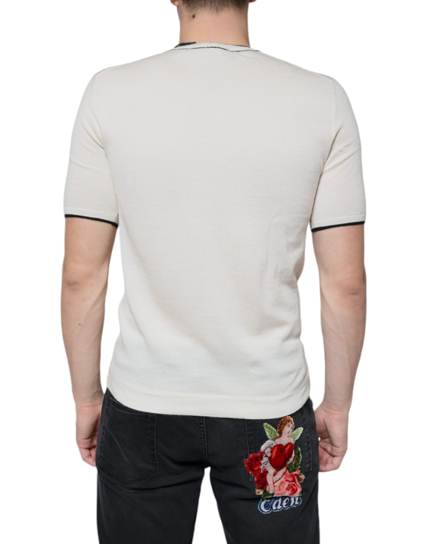 Dolce & Gabbana Off White Cashmere Short Sleeves T-shirt Dolce & Gabbana