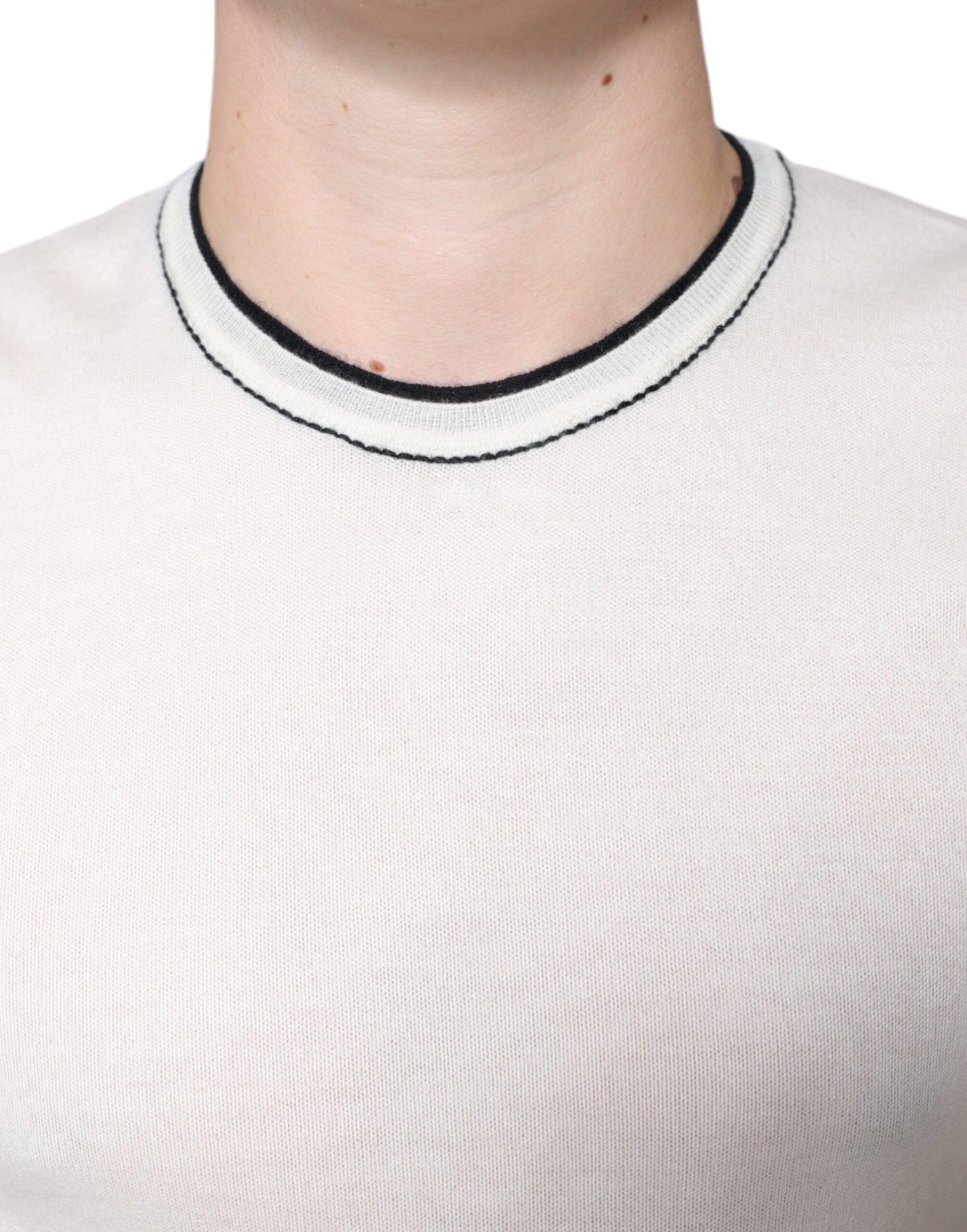 Dolce & Gabbana Off White Cashmere Short Sleeves T-shirt Dolce & Gabbana