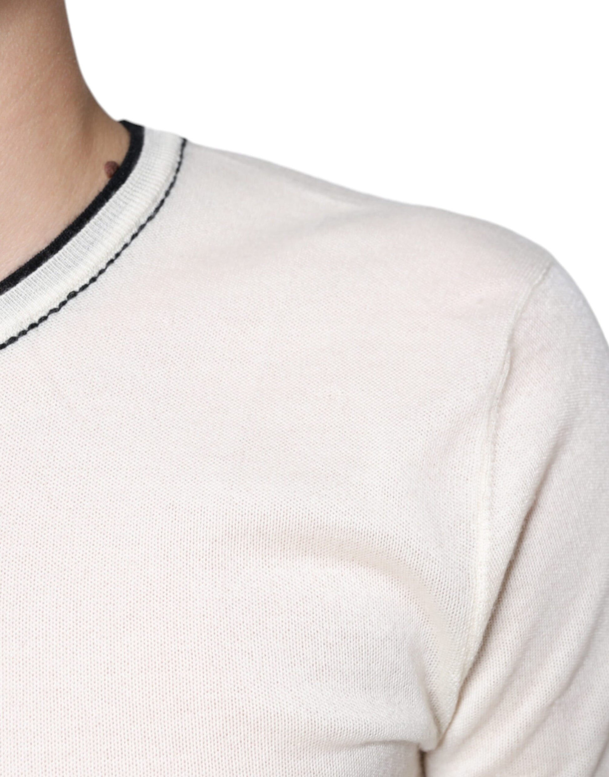 Dolce & Gabbana Off White Cashmere Short Sleeves T-shirt Dolce & Gabbana