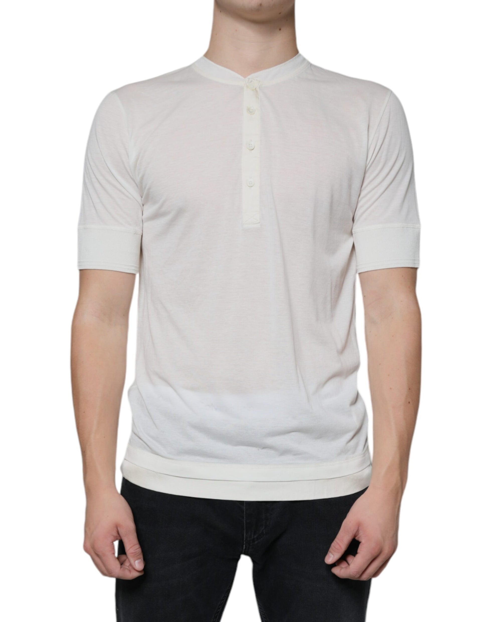 Dolce & Gabbana Off White Cotton Short Sleeves T-shirt Dolce & Gabbana