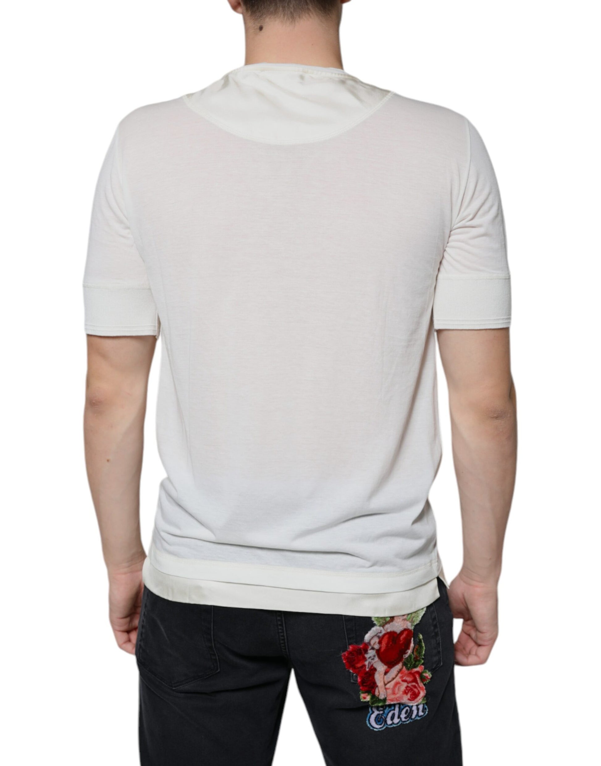 Dolce & Gabbana Off White Cotton Short Sleeves T-shirt Dolce & Gabbana