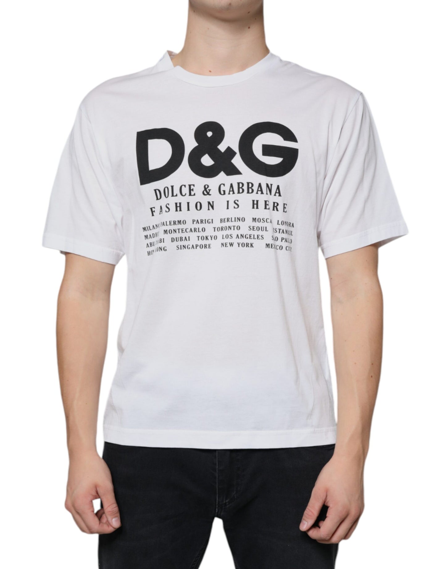 Dolce & Gabbana White Cotton DG Logo Print Casual T-shirt Dolce & Gabbana