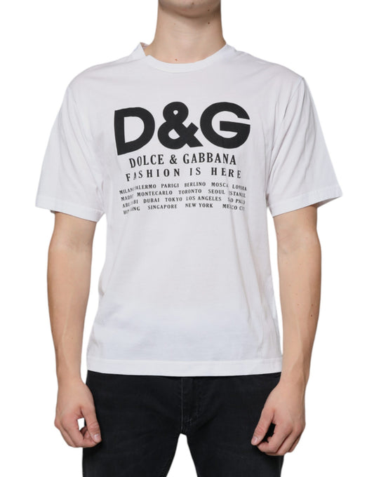 Dolce & Gabbana White Cotton DG Logo Print Casual T-shirt Dolce & Gabbana
