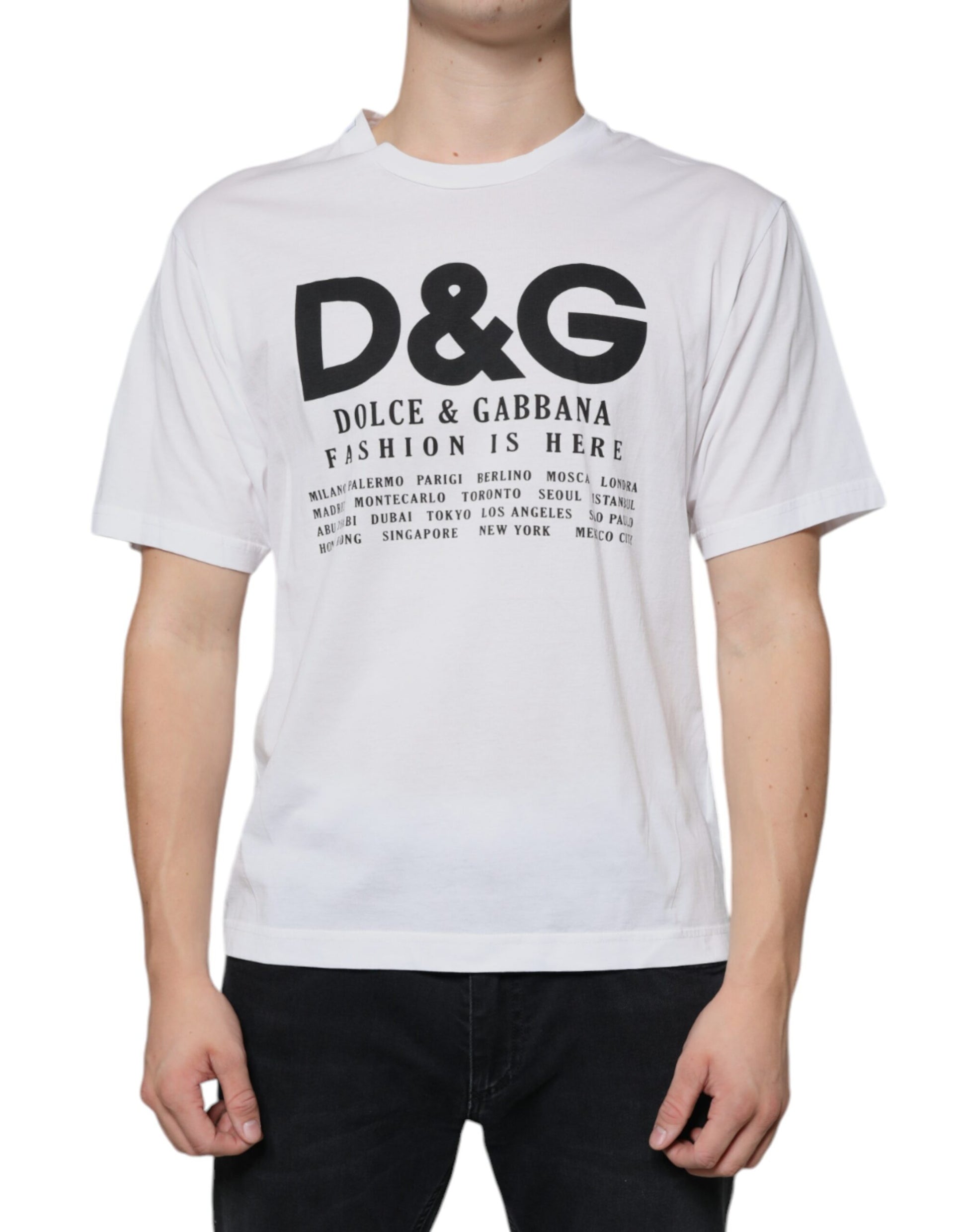 Dolce & Gabbana White Cotton DG Logo Print Casual T-shirt Dolce & Gabbana