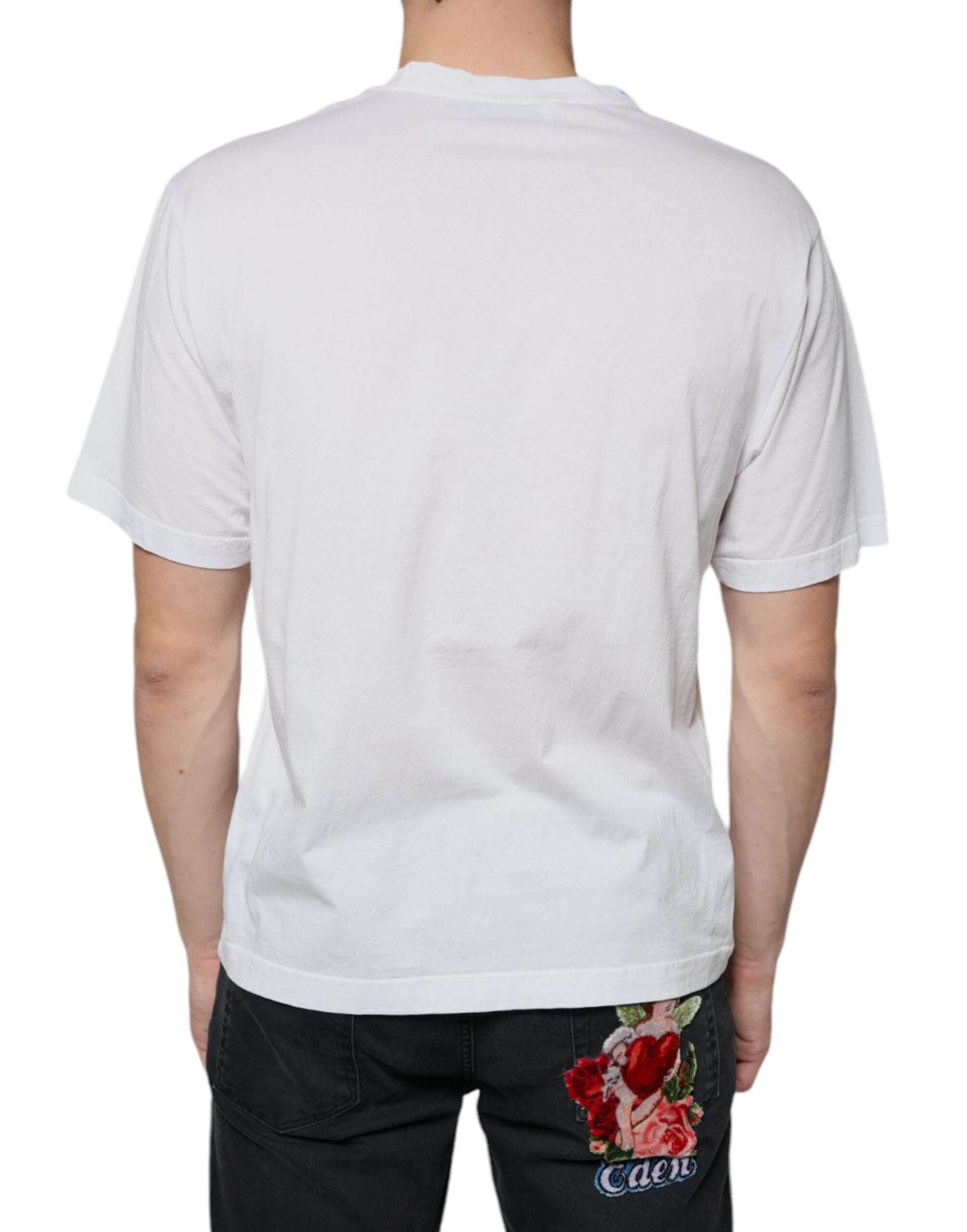 Dolce & Gabbana White Cotton DG Logo Print Casual T-shirt Dolce & Gabbana