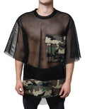 Dolce & Gabbana Black Mesh Camouflage Short Sleeves T-shirt - Eljoys Fashion 