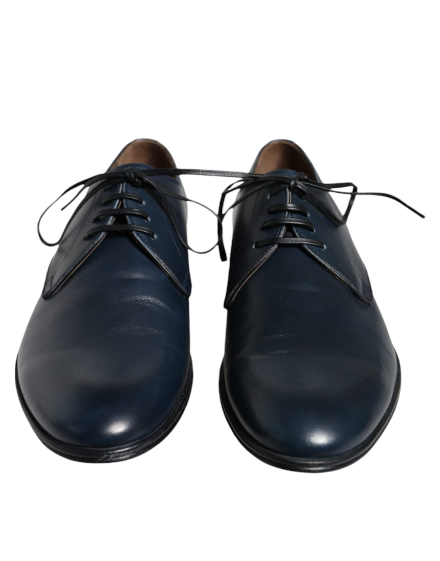 Dolce & Gabbana Navy Blue Leather Derby Dress Formal Shoes Dolce & Gabbana