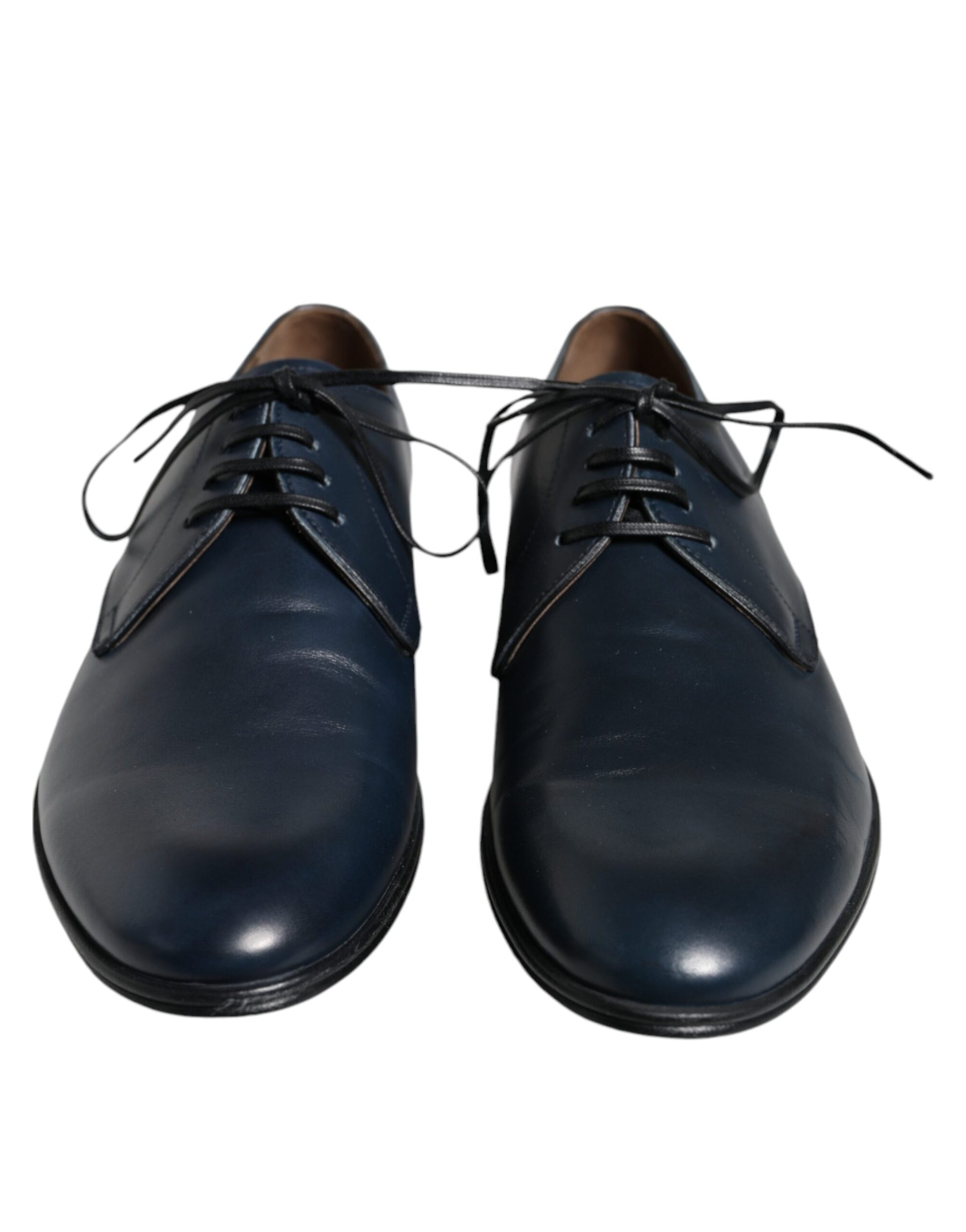 Dolce & Gabbana Navy Blue Leather Derby Dress Formal Shoes Dolce & Gabbana