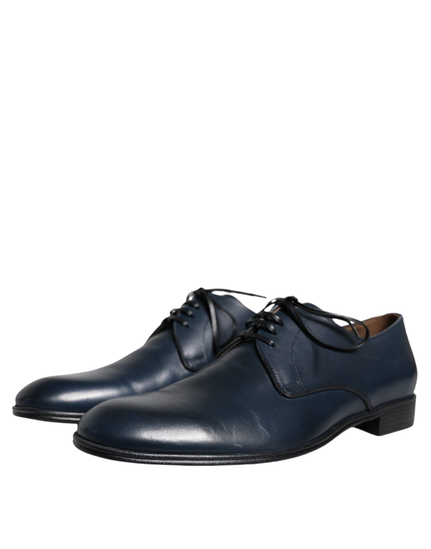 Dolce & Gabbana Navy Blue Leather Derby Dress Formal Shoes Dolce & Gabbana