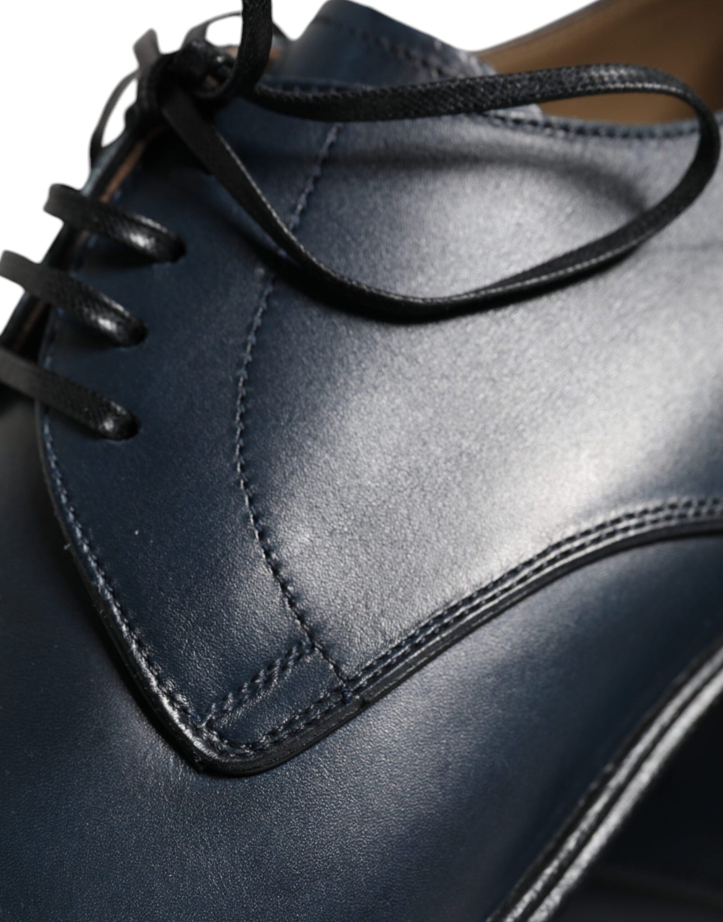 Dolce & Gabbana Navy Blue Leather Derby Dress Formal Shoes Dolce & Gabbana