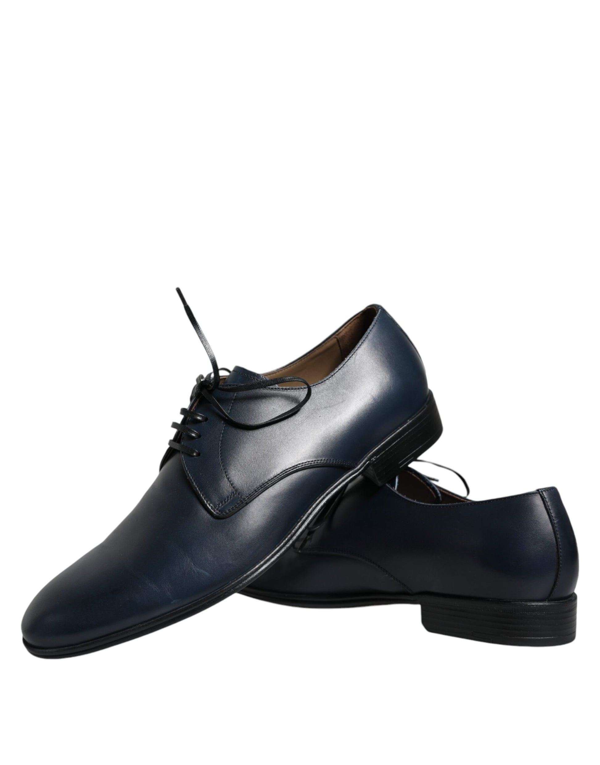 Dolce & Gabbana Navy Blue Leather Derby Dress Formal Shoes Dolce & Gabbana