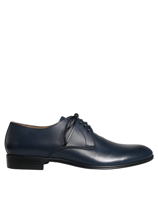 Dolce & Gabbana Navy Blue Leather Derby Dress Formal Shoes Dolce & Gabbana