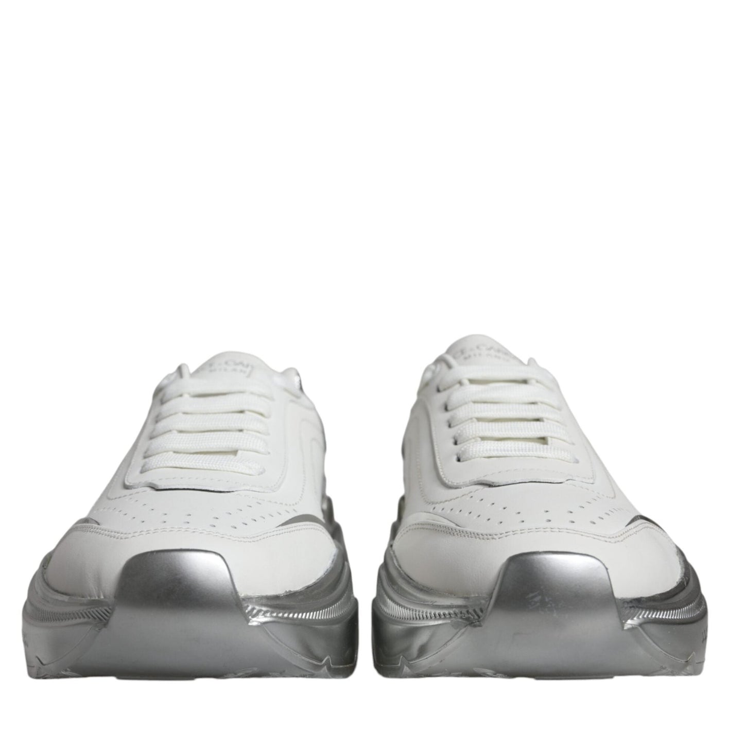 Dolce & Gabbana White Silver Daymaster Low Top Sneakers Shoes