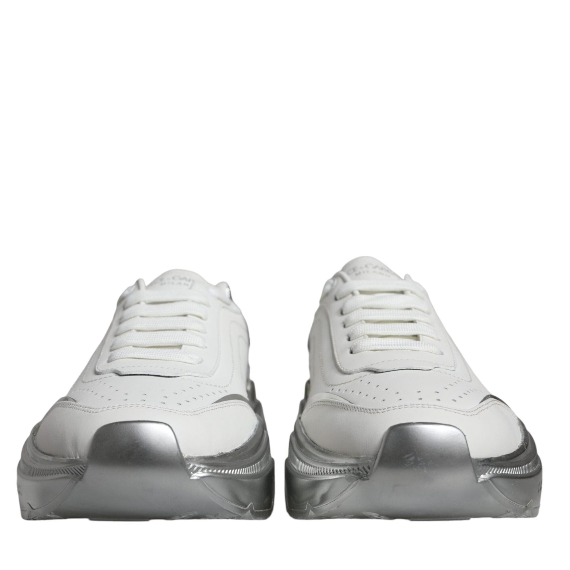 Dolce & Gabbana White Silver Daymaster Low Top Sneakers Shoes