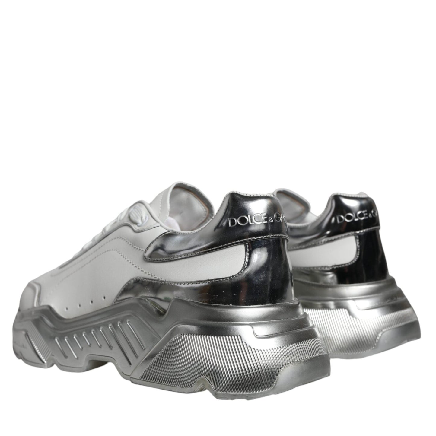 Dolce & Gabbana White Silver Daymaster Low Top Sneakers Shoes