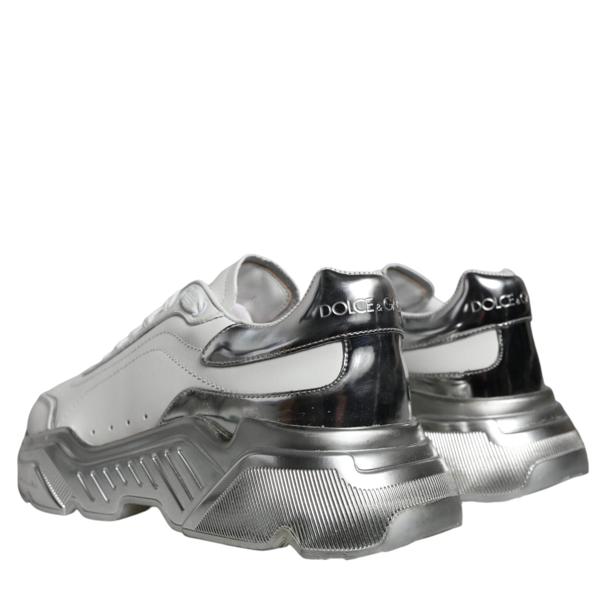 Dolce & Gabbana White Silver Daymaster Low Top Sneakers Shoes