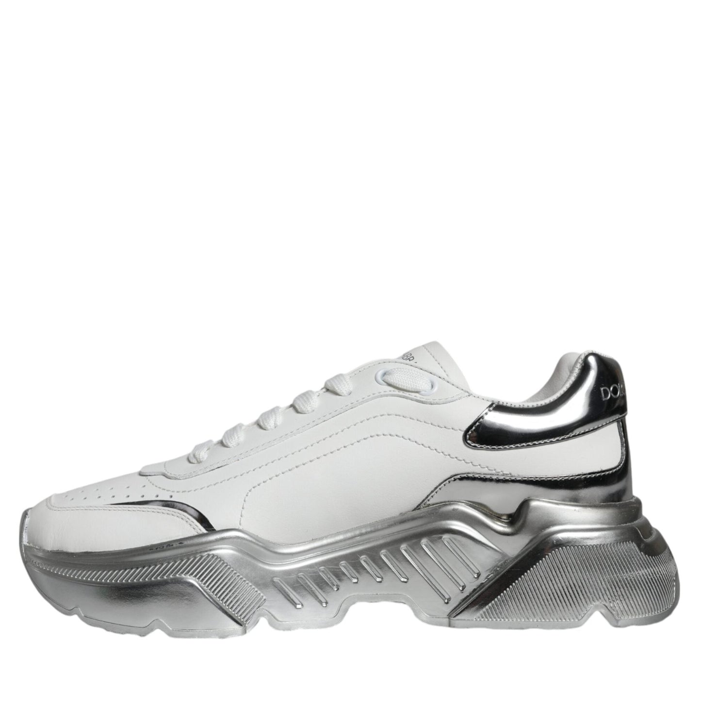 Dolce & Gabbana White Silver Daymaster Low Top Sneakers Shoes