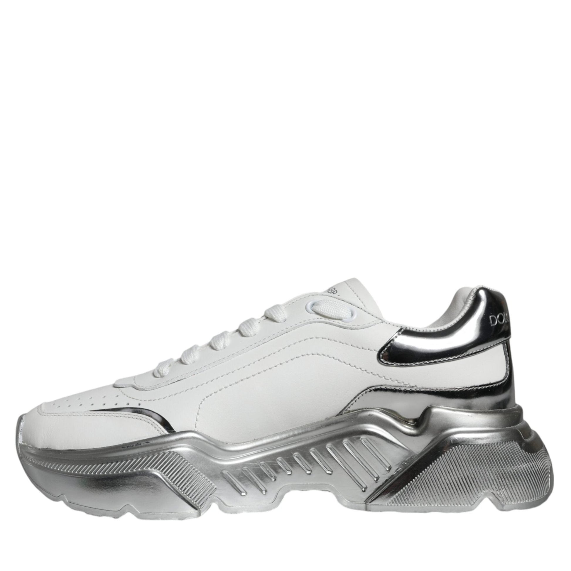 Dolce & Gabbana White Silver Daymaster Low Top Sneakers Shoes