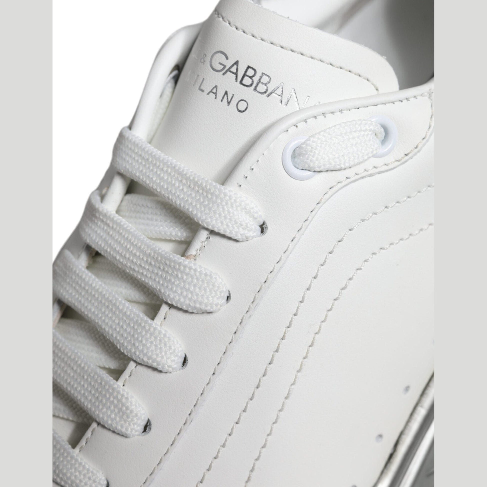 Dolce & Gabbana White Silver Daymaster Low Top Sneakers Shoes